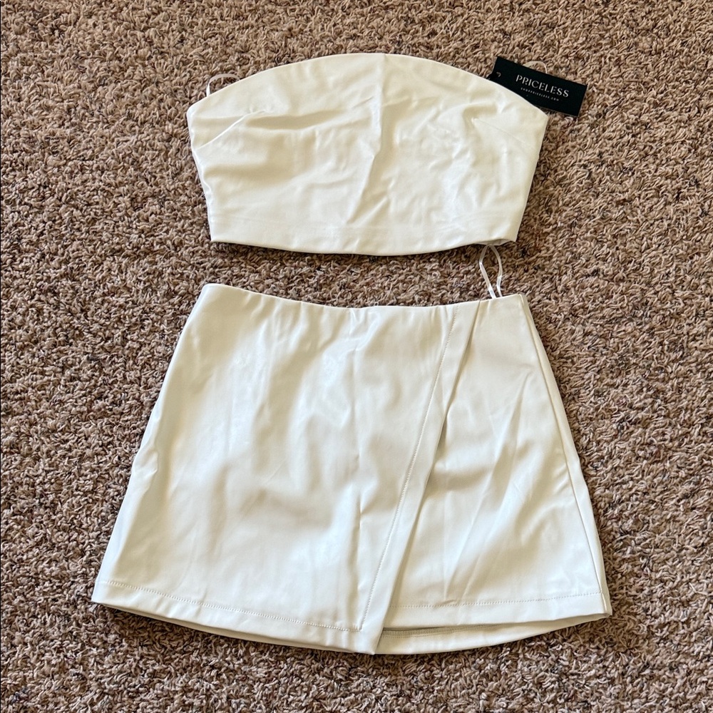 Shop Priceless Leather Skirt Set